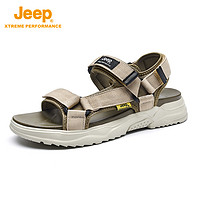 移动专享、移动端：Jeep 吉普 2023夏季时尚户外休闲厚底潮流防滑凉鞋沙滩鞋软底91565