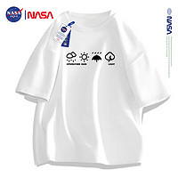 NASA GISS 短袖t恤男纯棉圆领上衣夏季百搭半截袖宽松男士打底衫 白色 L
