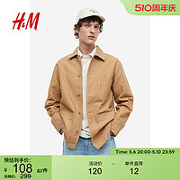 H&M HM男装夹克春季时尚气质棉质帆布衬衫式厚款外套1159710