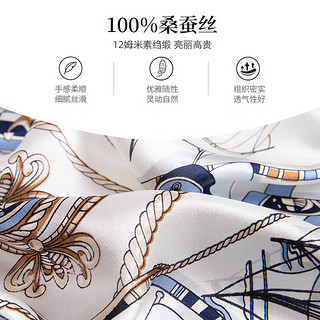 上海故事（STORYOFshanghai）欧式100%真丝丝巾女2024小方巾礼盒装送婆婆长辈 航海蓝 65×65cm