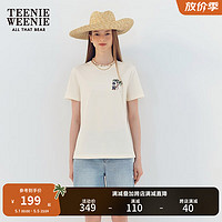 Teenie Weenie小熊短袖T恤女2024年夏季刺绣圆领多巴胺韩版T恤打底衫女 乳白色 165/M