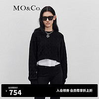 MO&Co. 摩安珂 秋季混纺短款毛衣衬衫内搭MBB3SWTT14 黑色 M/165