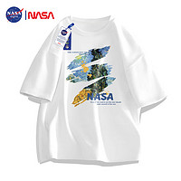 NASA GISS 官方潮牌联名短袖t恤男圆领纯棉宽松大码印花半袖 白色 XL