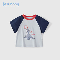 JELLYBABY 儿童上衣夏装3岁宝宝休闲夏季童装潮男童t恤短袖 蓝色 130cm