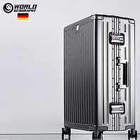 WORLD GEOGRAPHY 世界地理 德国行李箱男女29英寸铝框旅行箱杯架拉杆箱万向轮密码箱 深空灰