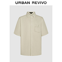 URBAN REVIVO 男士假口袋印花纽扣休闲衬衫 UMF840057 本白 S