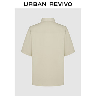 URBAN REVIVO 男士假口袋印花纽扣休闲衬衫 UMF840057 本白 S