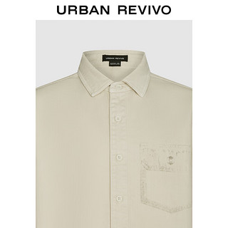 URBAN REVIVO 男士假口袋印花纽扣休闲衬衫 UMF840057 本白 S