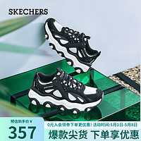 SKECHERS 斯凯奇 男女情侣鞋厚底增高缓震轻质舒适休闲运动鞋老爹鞋149891 黑色/白色/BKW 36