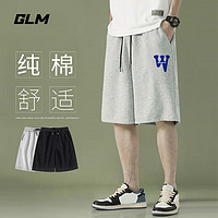 GLM 短裤男休闲宽松夏季户外运动篮球青少年纯棉款五分裤 灰#W蓝 XL