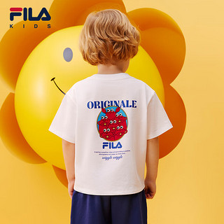 FILAxWiggleWiggle斐乐儿童童装2024夏季小童凉感T恤男童短袖 标准白-WT 140cm