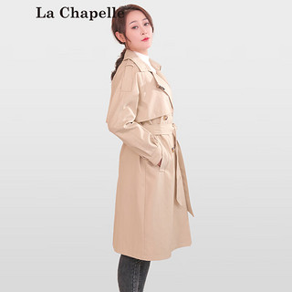 拉夏贝尔风衣女式英伦风气质中长款宽松系带收腰显瘦翻领外套24春季 米色 L