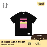 :CHOCOOLATE it男装圆领短袖T恤2024夏季潮流活力半袖002820 BKX/黑色 XS