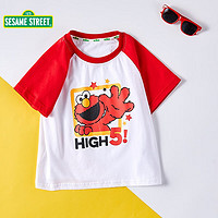 SESAME STREET 芝麻街童装女童短袖t恤夏装衣服女大童半袖上衣儿童夏季t恤 D01红色 150cm