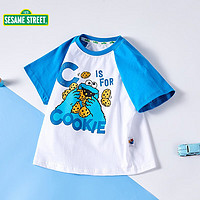 SESAME STREET 芝麻街童装女童短袖t恤夏装衣服女大童半袖上衣儿童夏季t恤 G01蓝色 150cm