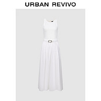 URBAN REVIVO 女士法式气质温柔风垂感腰带连衣裙 UWJ740023 本白 M