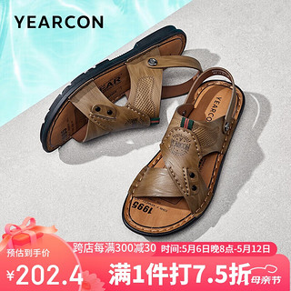 YEARCON 意尔康 凉鞋男简约舒适皮鞋户外两穿沙滩鞋 65882U 卡其 40