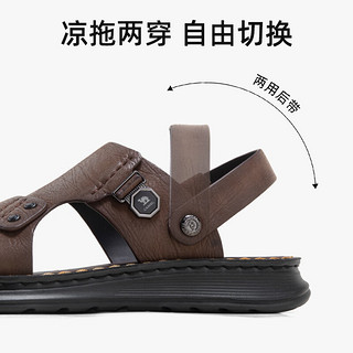 骆驼（CAMEL）2024夏季两穿凉鞋轻盈缓震软弹舒适商务男鞋 G14M211604 棕色 44