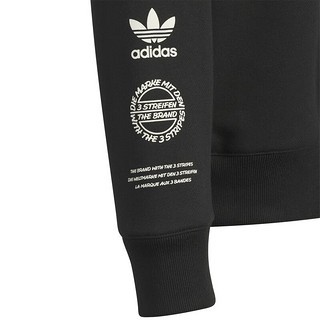 阿迪达斯 （adidas）三叶草男青少年JK KN CREW针织圆领套衫 IW7648 黑色 170