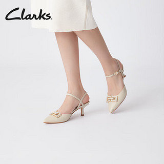 Clarks 其乐 紫罗兰系列女鞋2023春夏新款尖头包头一字带高跟凉鞋女 乳白色 261714314 37.5