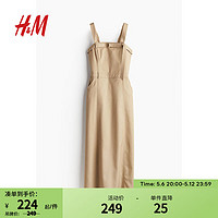 H&M2024夏季女装系带装饰工装连衣裙1236549 米色 170/104