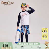 PawinPaw卡通小熊童装2024夏季男女童分体泳衣泳帽三件套 Navy藏青色/59 110