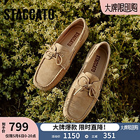 STACCATO 思加图 2024春季英伦风豆豆鞋平底鞋一脚蹬女鞋S8581AA4 赤土棕 39