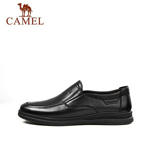 骆驼（CAMEL） 商务休闲鞋中年男士牛软皮套脚鞋 A132287560-1 黑色 40 