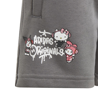 阿迪达斯 （adidas）夏三叶草Hello Kitty青少年运动短袖T恤套装 IT7918 白色 104