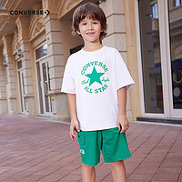 匡威（Converse）儿童套装男童T恤短袖短裤2024夏季薄款女童夏装中大童运动2件套 深薄荷 150/72