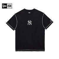 NEW ERA 纽亦华 2024新款MLB世界大赛T恤情侣NY刺绣短袖 黑色 XL