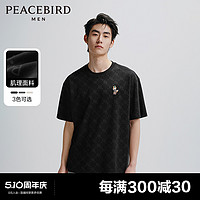 PEACEBIRD 太平鸟 男装 刺绣短袖t恤男2024年夏季新款满印老花宽松潮流体恤