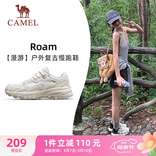 骆驼（CAMEL）漫游户外复古慢跑鞋女休闲运动 K23S09L7014-1 米白/香芋紫 37 【女】密网7014-1，米白/香芋紫