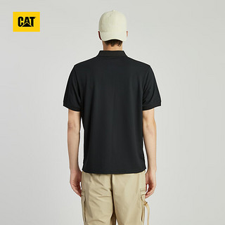 CAT卡特24夏男户外COOLMAX凉感UPF40+短袖T恤翻领POLO 黑色 M