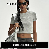 MO&Co.Reebok联名2024夏【凉感】金属胶印短袖T恤MBD2TEE032 浅花灰色 XS/155