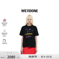 WE11DONE女士24早春logo印花修身短袖T恤 黑色 XS