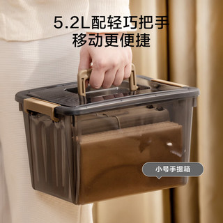 京东京造摩卡经典收纳箱零食玩具书本收纳透明塑料收纳箱带提 小号两只装 【小号】5.2L/两只装