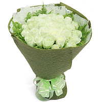 艾斯维娜 母亲节鲜花速递红玫瑰花束礼盒送女友生日礼物全国同城配送 33朵白玫瑰花束  清新款