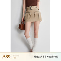 欧时力 工装风短裙2024春新休闲通勤显瘦a字半身裙女 卡其 M