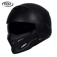 KEAZ摩托车头盔复古蝎子全盔3C认证四季通用男士组合盔巡航春夏季头盔 哑黑配D型护嘴 XL（59-60cm）