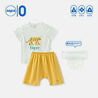aqpa 婴儿内衣套装夏季纯棉宝宝空调衣服薄款分体短袖短裤 白底老虎