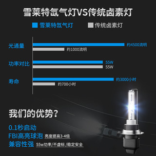 雪莱特（Cnlight）110W氙气灯灯泡强光超亮汽车大灯远近光一体H7D2H改装HID灯泡 D2H型号6000K【两支装】 氙气灯泡