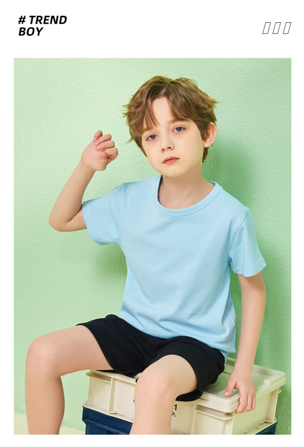 马克华菲男童夏季套装轻薄透气儿童运动服宽松舒适休闲夏装男孩短袖