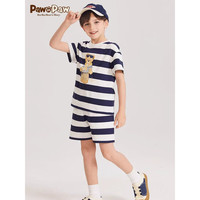 PawinPaw卡通小熊童装2024年夏季男女童条纹短袖套装 Green绿色/40 110