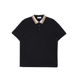 JACK&JONES 杰克琼斯 男士复古撞色翻领Polo衫 黑色E40