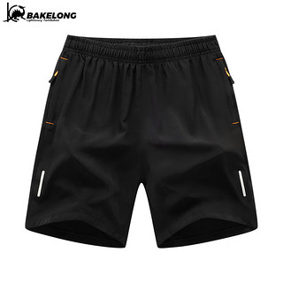 巴克龙（bakeLong）冰丝裤子男运动速干休闲裤直筒短裤 黑色 2XL