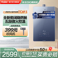 Haier 海尔 燃气热水器家用天然气水伺服16L强排式KL5锦绣智能密闭稳燃舱