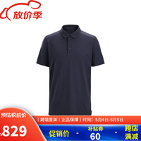 始祖鸟 速干透气POLO衫 黑蓝 S 男士短袖T恤