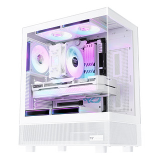 Thermaltake（Tt）钢影透S mini 海景房机箱 电脑主机（ATX主板/支持240水冷/270°全景/双面快拆） 白色