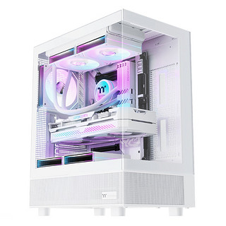 Thermaltake（Tt）钢影透S mini 海景房机箱 电脑主机（ATX主板/支持240水冷/270°全景/双面快拆） 白色